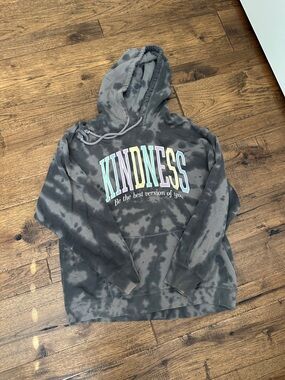 Hollister Gray Tie-Dye "Kindness" Pullover Hoodie